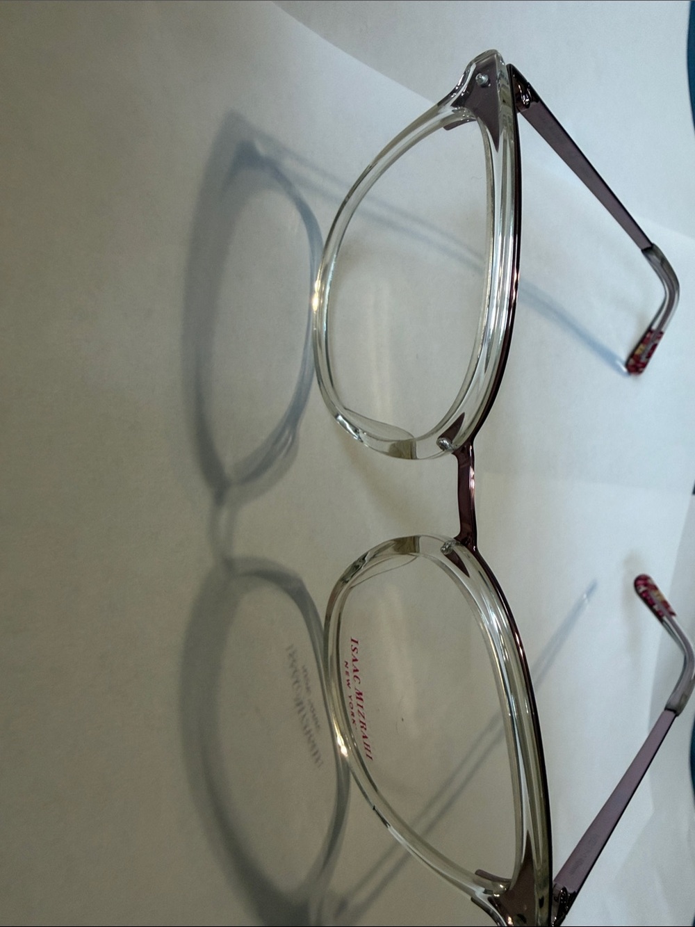 Isaac Mizrahi Clear Round Frames with Purple Temples